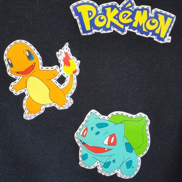 Pokémon Youth XL Black Crewneck Sweatshirt Pikachu Charmander - Picture 3 of 9